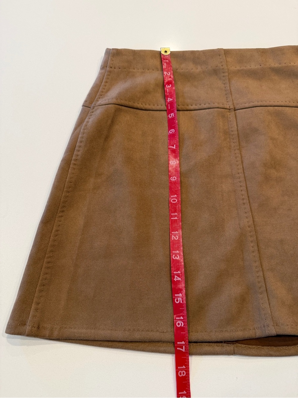 Brown Faux Suede A-Line Mini Skirt Size Small - Picture 4 of 5